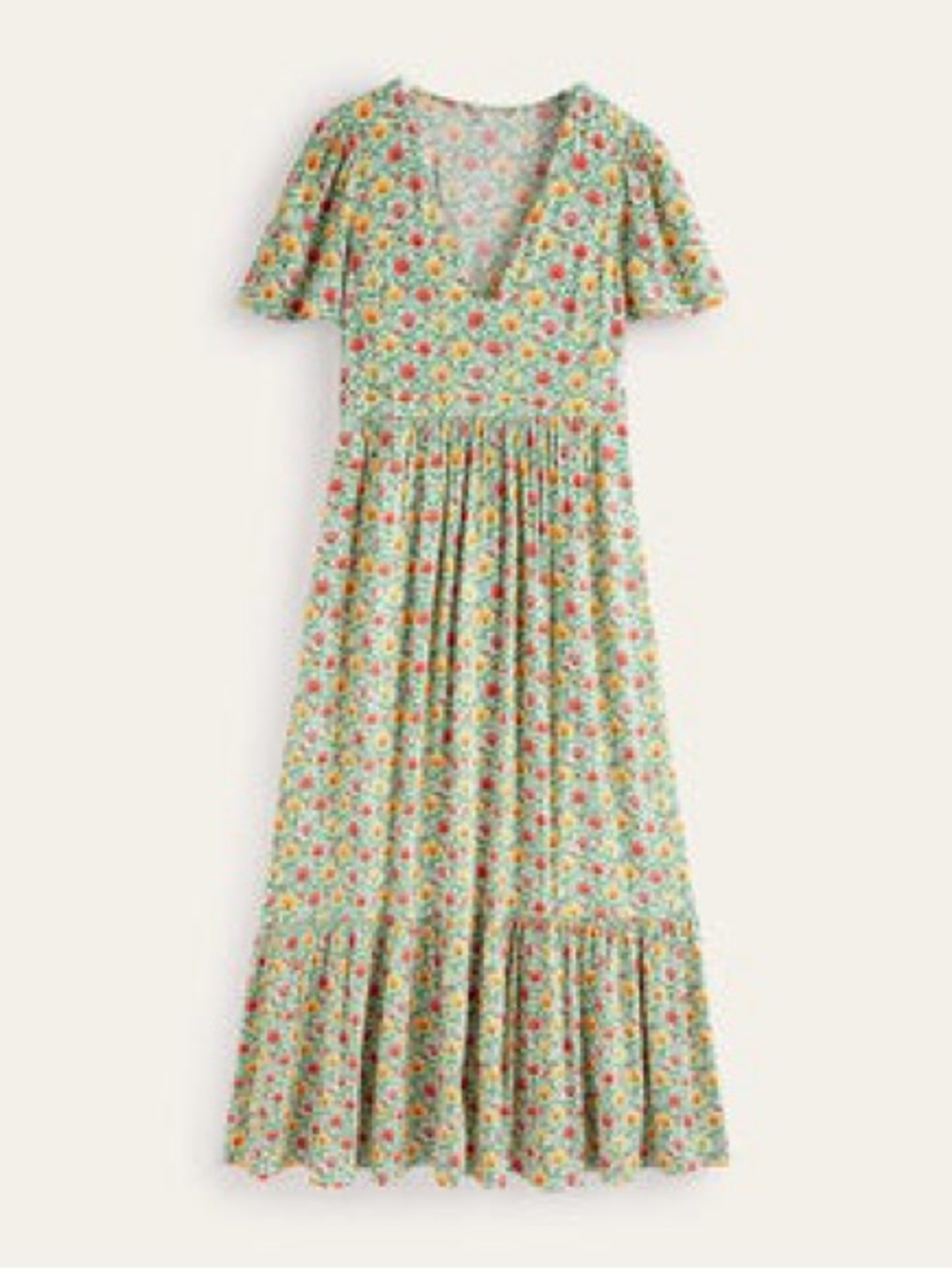 Boden NWOT Floral V-Neck Midi Dress in Green Size 8 - Picture 3 of 9